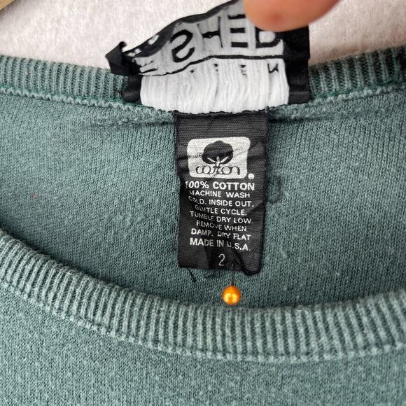 Vintage EILEEN FISHER Sweater Size 2 Cotton Oversized Jumper Pullover Green USA - Picture 11 of 14